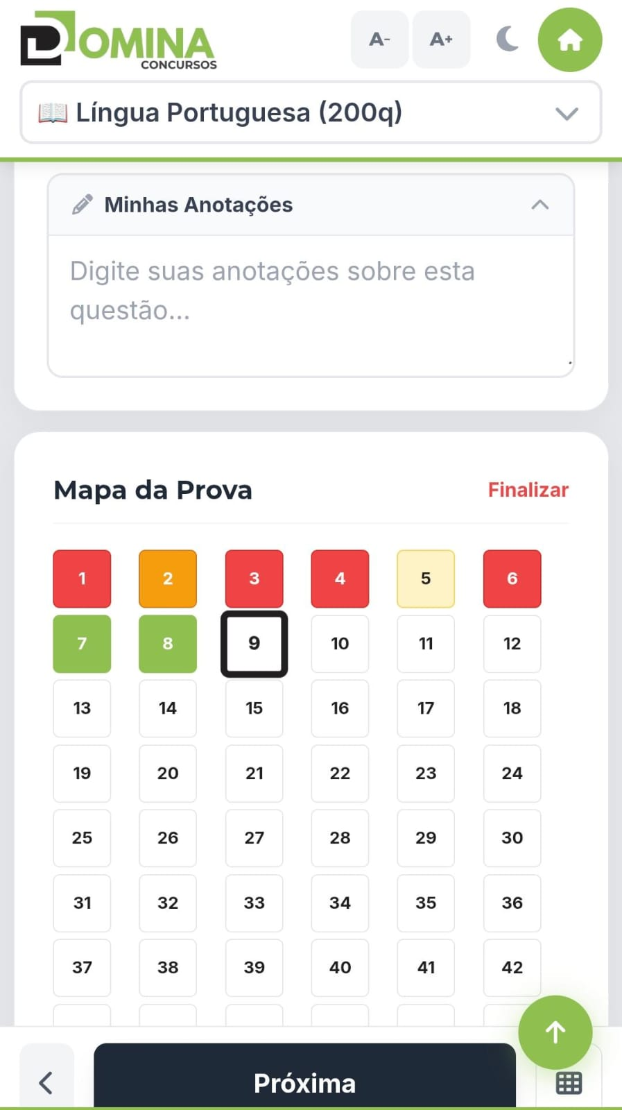 Mapa da prova QCI Premium